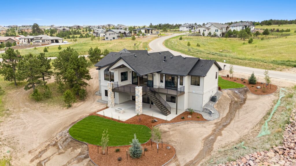 Aerial shot of mansion